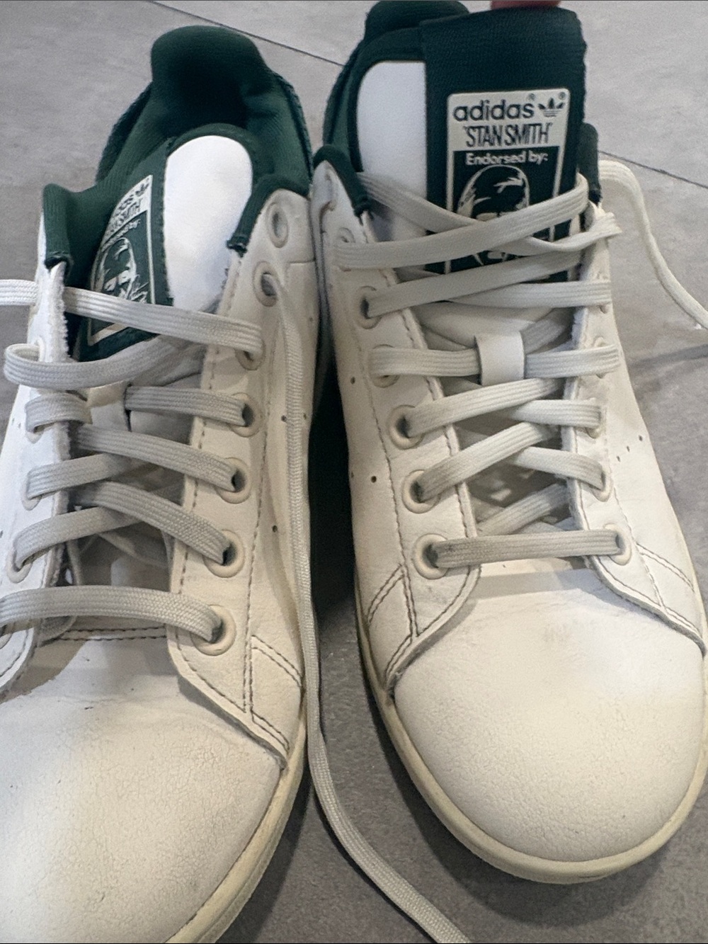 adidas White and Green Low-Top Leather Sneakers